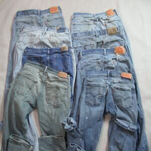 Crafters Lot Levis Jeans Mens Various Sizes Blue Grunge Thrashed Sewing Project